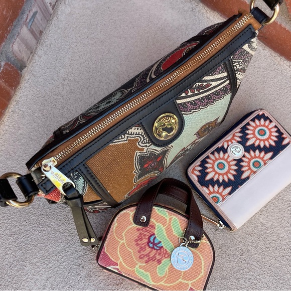 Spartina449 MIXED PATTERN BUNDLE-Simple Zip Linen/Leather Bag/Wallet/Jewelry Box - Picture 7 of 16
